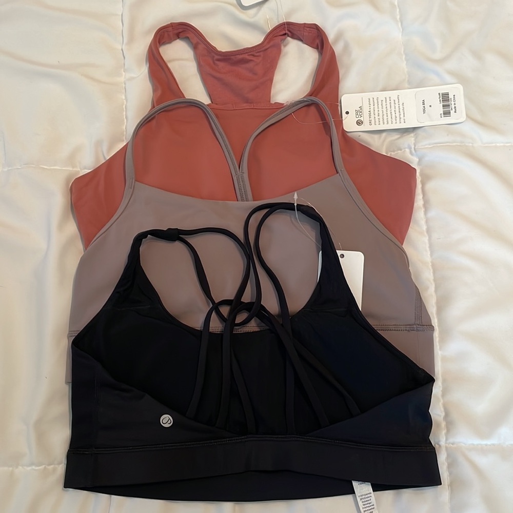 BUNDLE!!! 3- NWT Crzyoga Bras (strappy, high neck, and Y back)